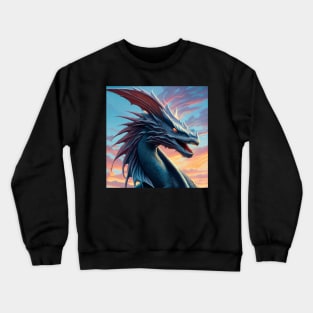 Ferocious Intricate Blue and Pink Dragon Crewneck Sweatshirt